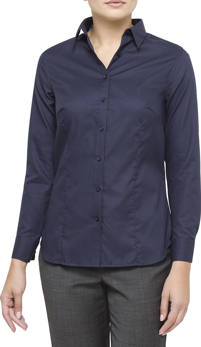 Womens Business Shirts | Van Heusen Shirt Navy Herringbone