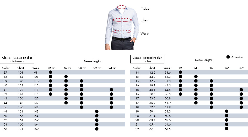 Mens Shirt Size Guide | Van Heusen Mens 