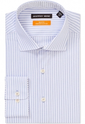 Geoffrey Beene 100% Organic Cotton Blue Striped Shirt Contemporary Fit