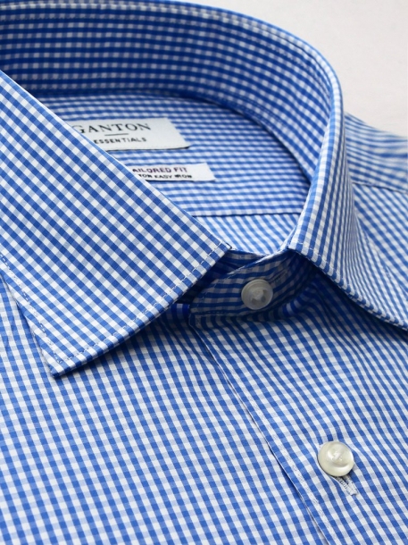 Ganton Shirts Essentials Range Blue Check City Fit Shirts Online